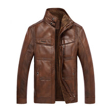 Load image into Gallery viewer, NEW Fashion Men Winter Tops Long Sleeve Faux Leather Jacket  Coat  fleeceLining Jacket Men